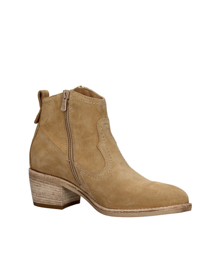 Nero Giardini stivaletti texani in camoscio con tacco effetto legno