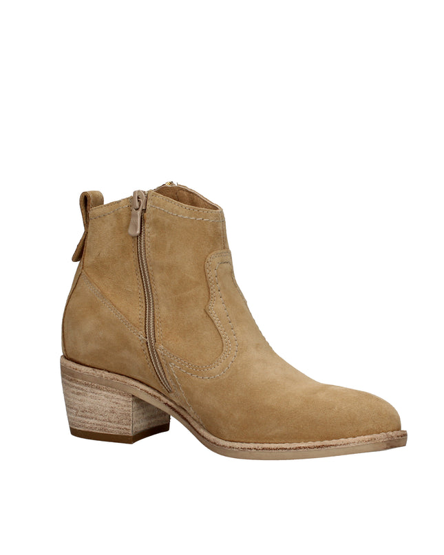 Nero Giardini stivaletti texani in camoscio con tacco effetto legno