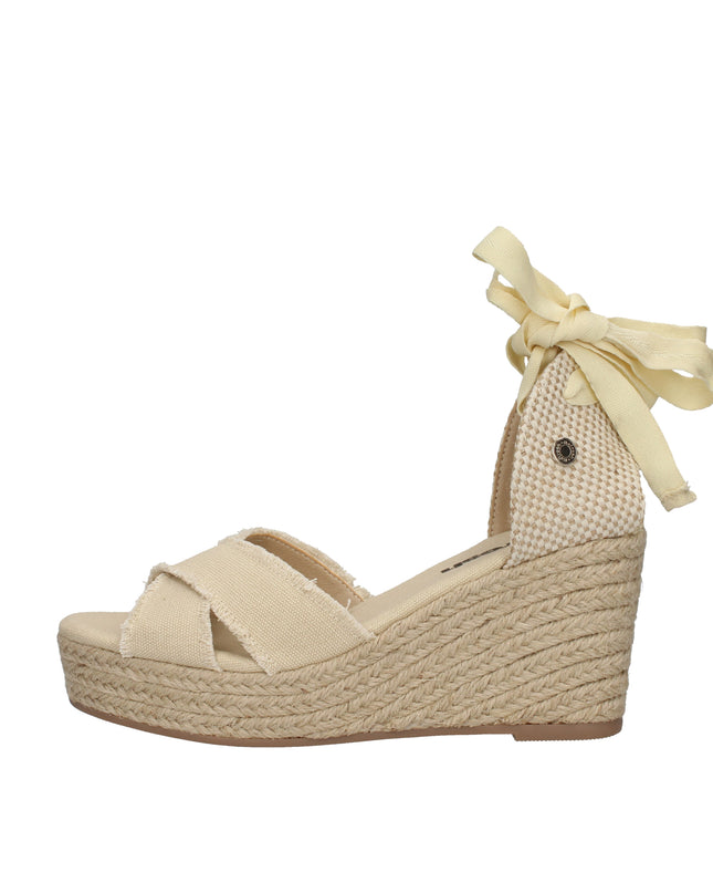 Refresh sandali in tessuto con zeppa in rafia