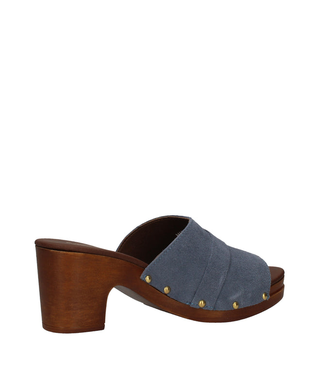 Sanita Seia sandali in pelle con fibbia e tacco effetto legno