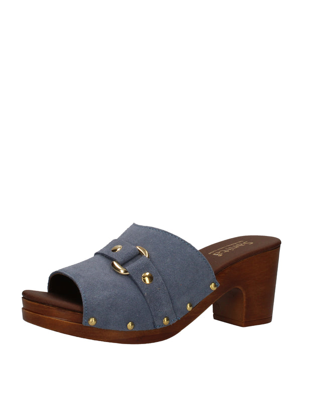 Sanita Seia sandali in pelle con fibbia e tacco effetto legno