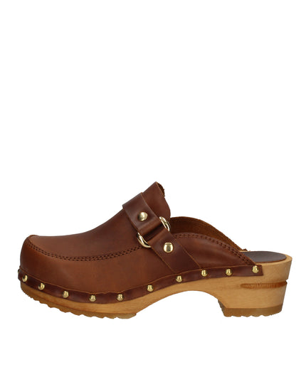 Sanita Lillen sabot con fibbia e fondo in legno