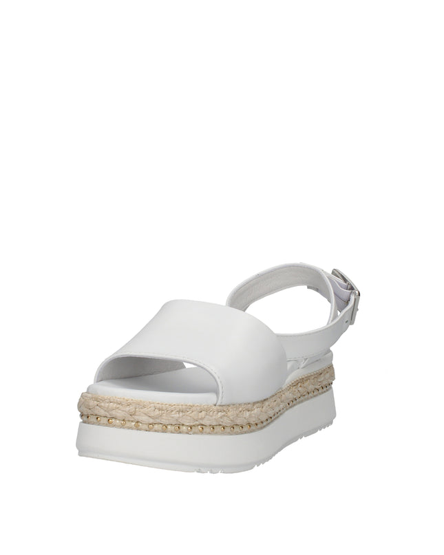 Nero Giardini sandali in pelle con dettagli in rafia