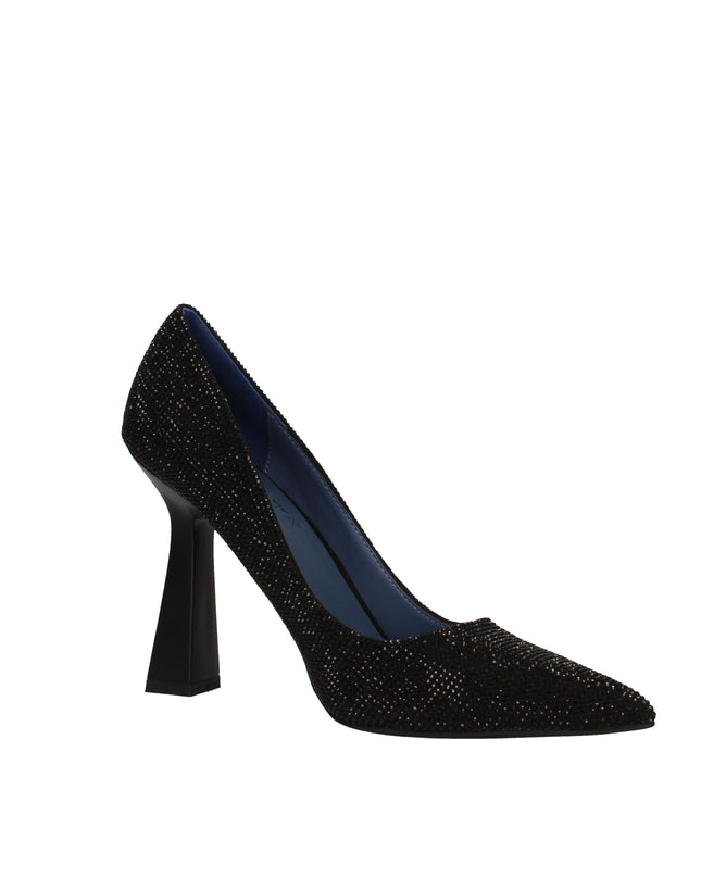 Pregunta decolletè con strass e tacco a clessidra