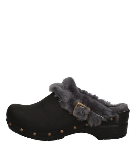 Sanita Original sabot in pelle oliata con pelliccia e cinturino