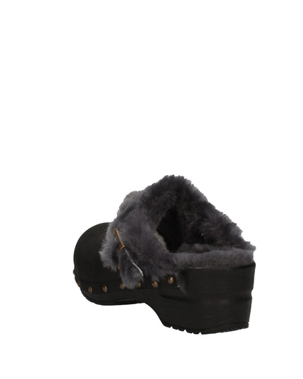 Sanita Original sabot in pelle oliata con pelliccia e cinturino