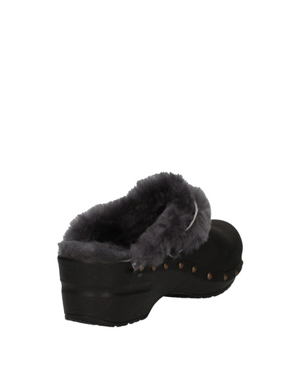 Sanita Original sabot in pelle oliata con pelliccia e cinturino