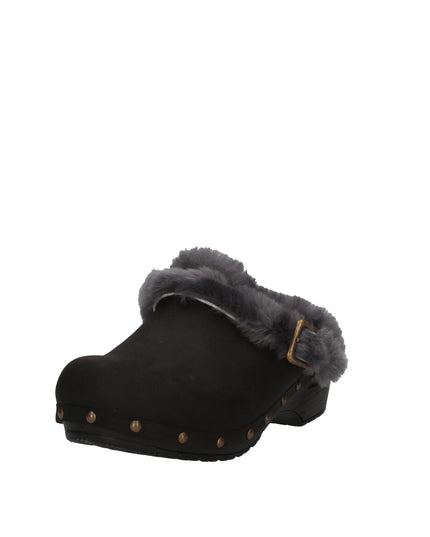 Sanita Original sabot in pelle oliata con pelliccia e cinturino