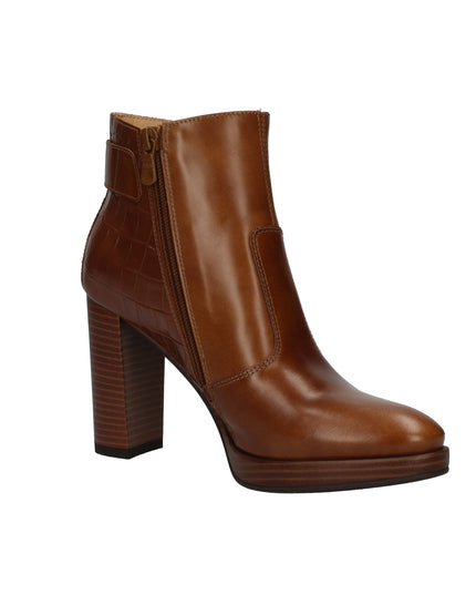 Nero Giardini tronchetti in pelle stampata con tacco effetto legno