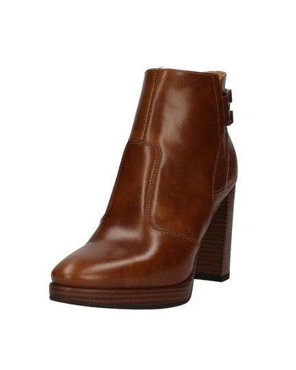 Nero Giardini tronchetti in pelle stampata con tacco effetto legno