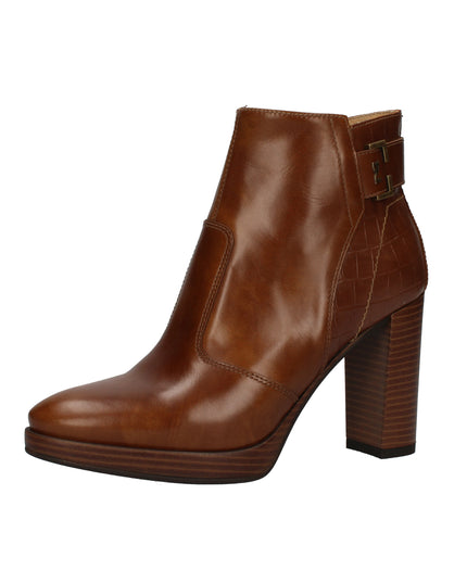 Nero Giardini tronchetti in pelle stampata con tacco effetto legno