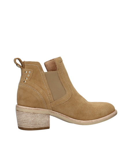 Nero Giardini stivaletti texani in camoscio con tacco effetto legno