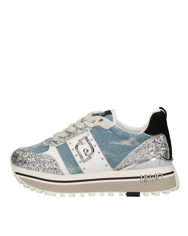 Liu Jo Maxi Wonder sneakers platform in denim e glitter