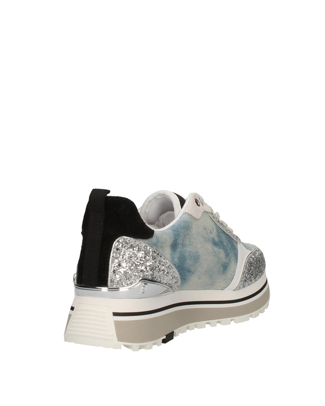 Liu Jo Maxi Wonder sneakers platform in denim e glitter