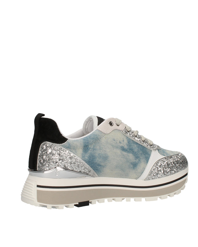 Liu Jo Maxi Wonder sneakers platform in denim e glitter