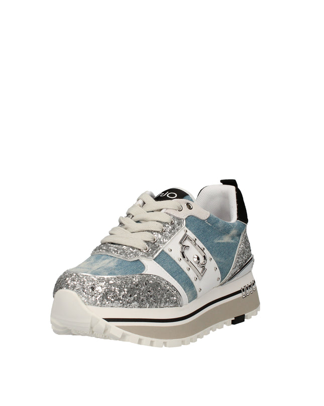 Liu Jo Maxi Wonder sneakers platform in denim e glitter