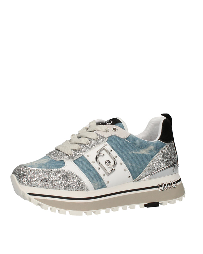 Liu Jo Maxi Wonder sneakers platform in denim e glitter