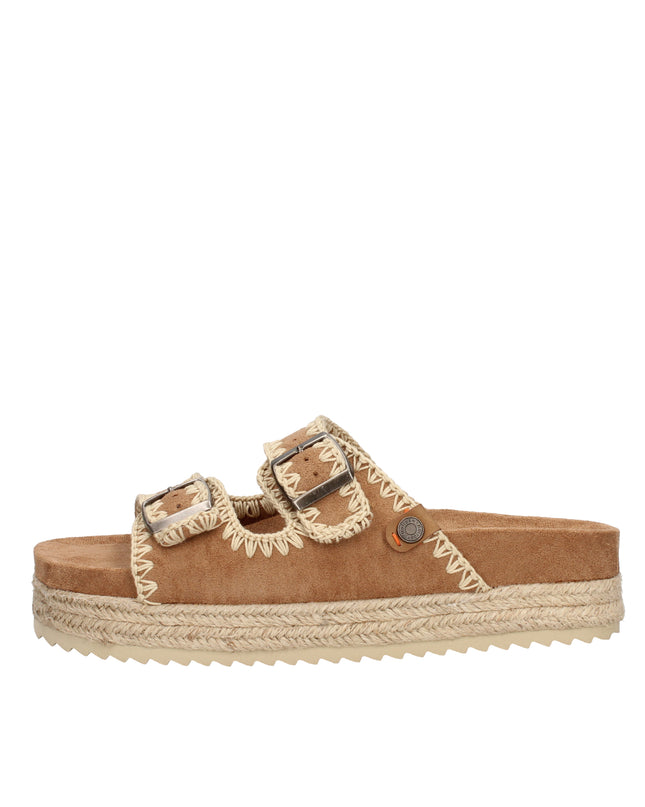 Refresh sandali con doppia fibbia in pelle scamosciata e tessuto