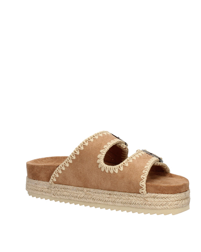 Refresh sandali con doppia fibbia in pelle scamosciata e tessuto