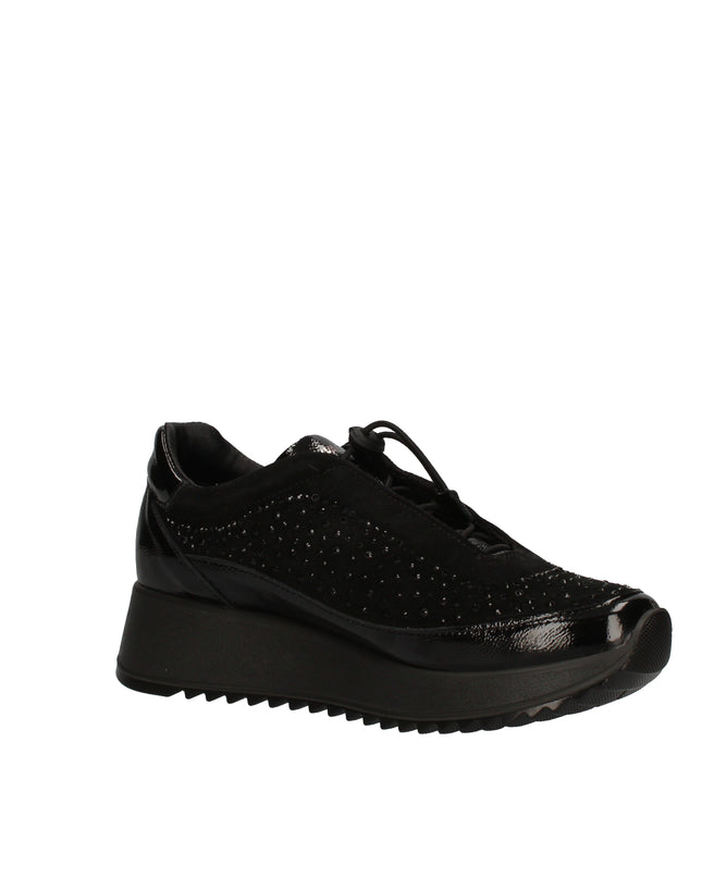 Enval Soft sneakers in pelle e camoscio con strass e lacci elastici