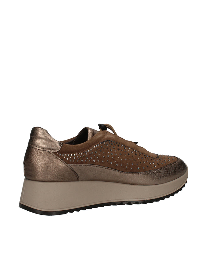 Enval Soft sneakers in pelle e camoscio con strass e lacci elastici