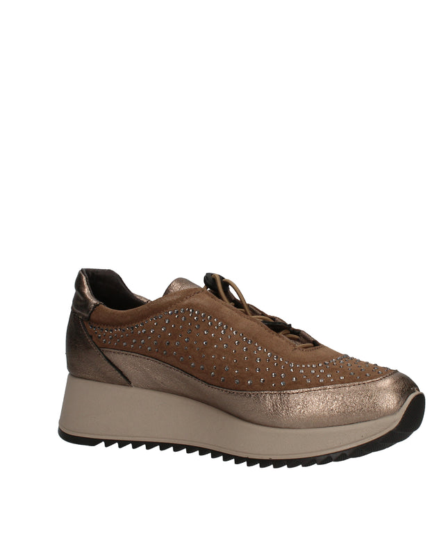 Enval Soft sneakers in pelle e camoscio con strass e lacci elastici