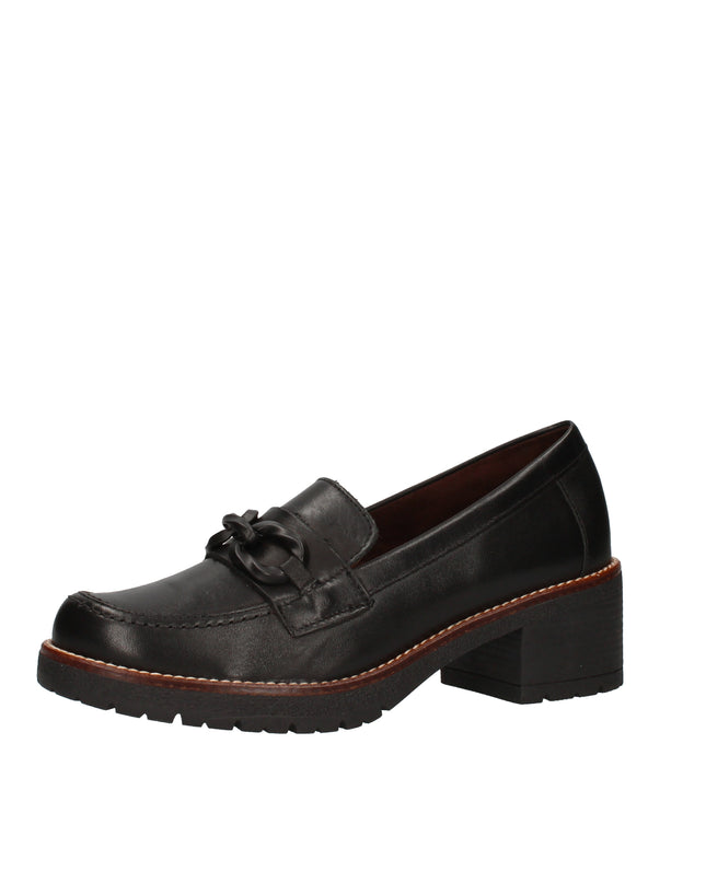 Pitillos mocassini con tacco a blocco e catena tono su tono