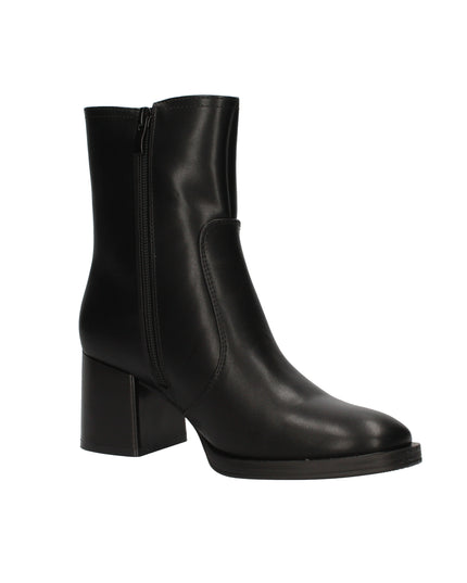 Keys stivaletti in pelle con tacco a blocco e accessorio decorativo