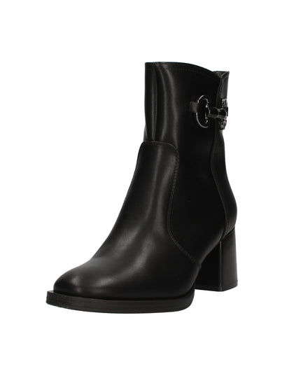 Keys stivaletti in pelle con tacco a blocco e accessorio decorativo