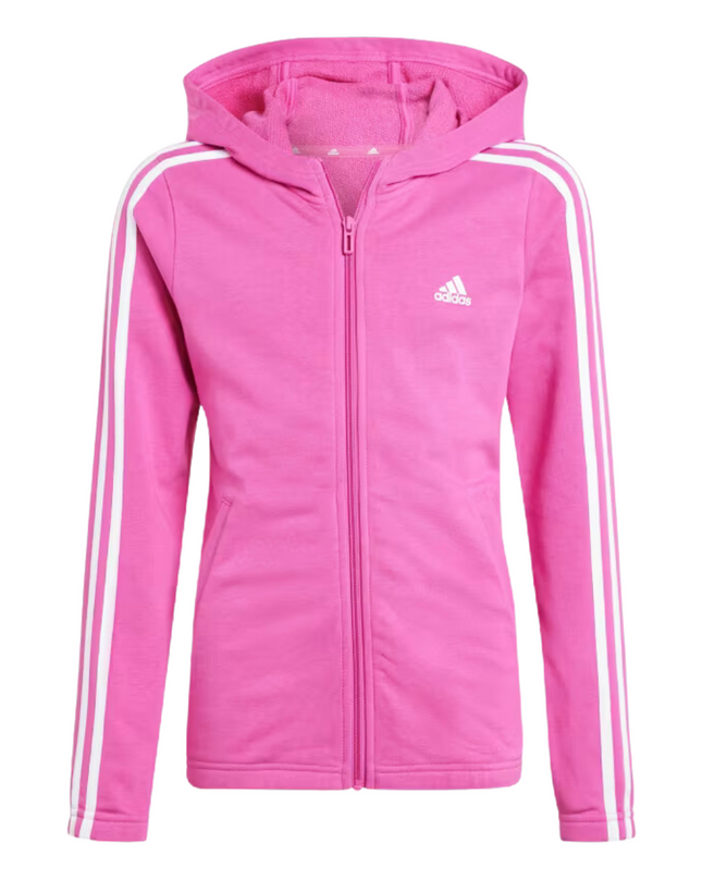 Adidas felpa con cappuccio e zip ragazza hoodie essentials 3