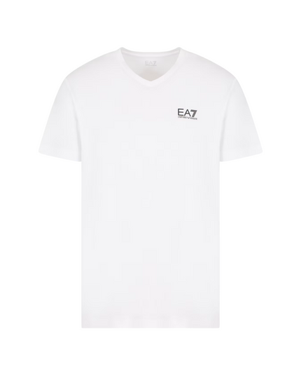 T-shirt uomo EA7 Core Identity in jersey di cotone stretch con scollo a V