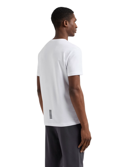 T-shirt uomo EA7 Core Identity in jersey di cotone stretch con scollo a V