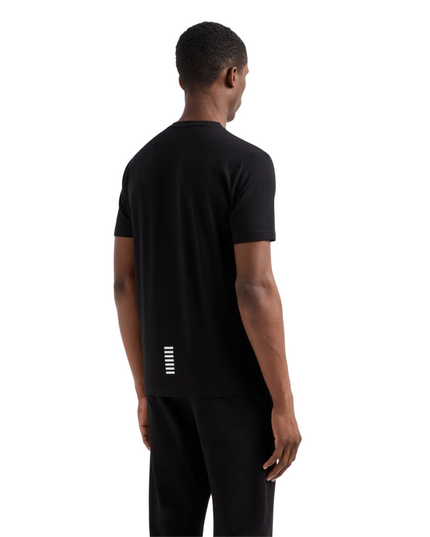 T-shirt uomo EA7 Core Identity in jersey di cotone stretch con scollo a V