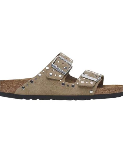 Birkenstock Arizona in pelle scamosciata con borchie Taupe