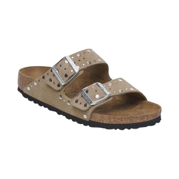 Birkenstock Arizona in pelle scamosciata con borchie Taupe