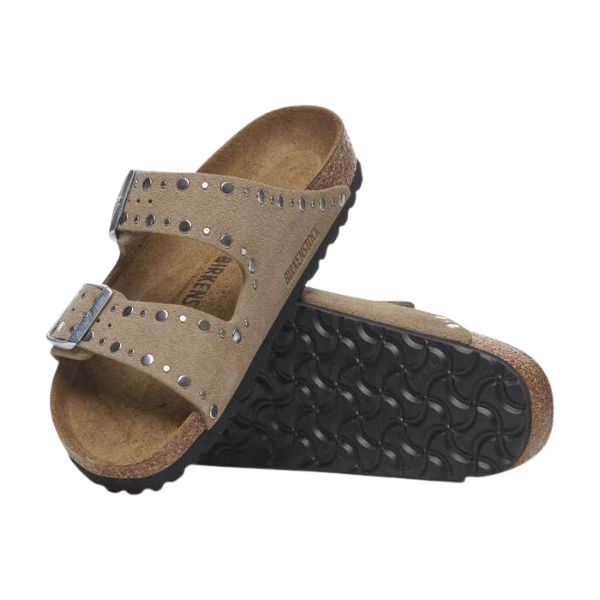 Birkenstock Arizona in pelle scamosciata con borchie Taupe