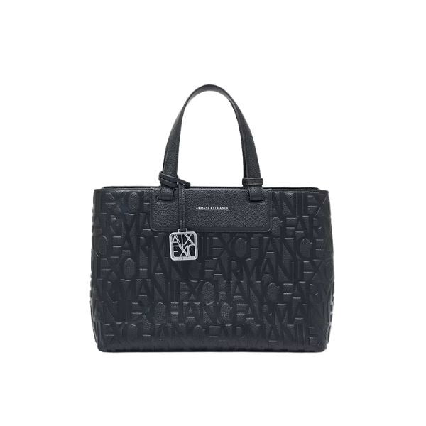 AX Armani Exchange borsa nera con logo all over impresso