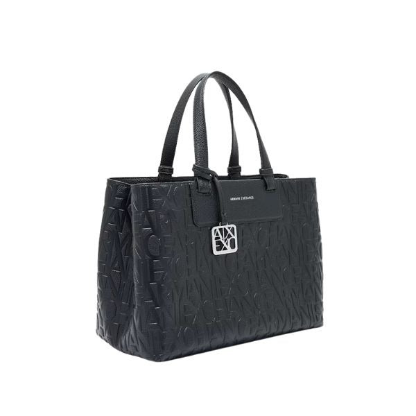 AX Armani Exchange borsa nera con logo all over impresso