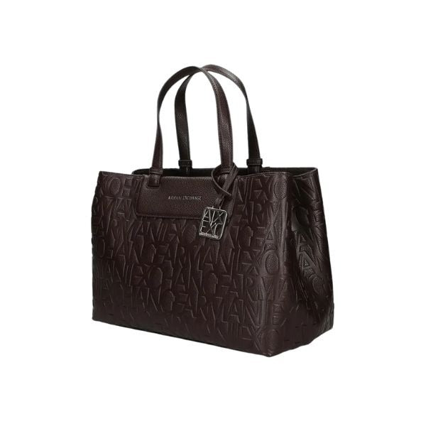 AX Armani Exchange borsa marrone con logo all over impresso