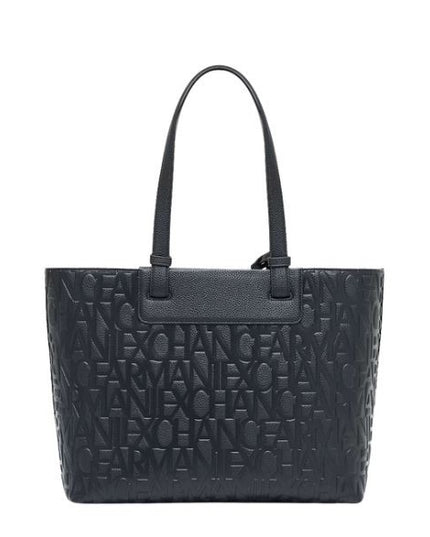 AX Armani Exchange Borsa shopping nera con logo in rilievo e charm