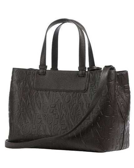 AX Armani Exchange Borsa shopping marrone con logo in rilievo e charm