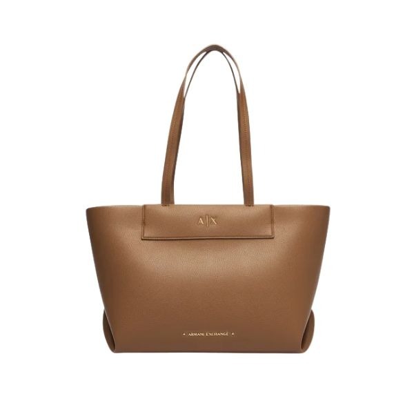 AX Armani Exchange borsa shopping marrone chiaro in pelle liscia