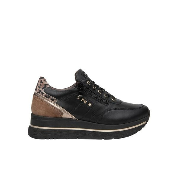 Nero Giardini sneakers in pelle e suede con stampa animalier nero