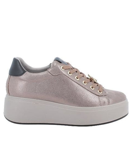 Igi&co sneakers platform in pelle laminata con charm champagne
