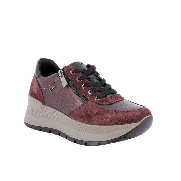 Igi&co sneakers platform in pelle scamosciata bordeaux