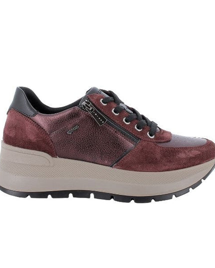 Igi&co sneakers platform in pelle scamosciata bordeaux