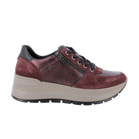 Igi&co sneakers platform in pelle scamosciata bordeaux