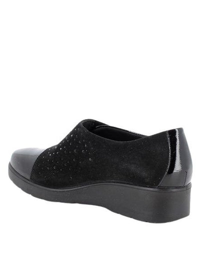 Enval soft mocassini con zeppa in pelle effetto vernice nero
