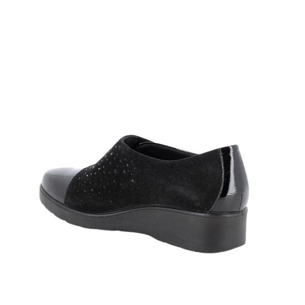 Enval soft mocassini con zeppa in pelle effetto vernice nero