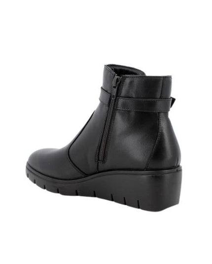 Enval Soft stivaletti in pelle nera con zeppa
